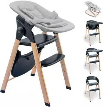 babyGO Levels Kombihochstuhl mit Babywippe, schwarz (96885630-0)