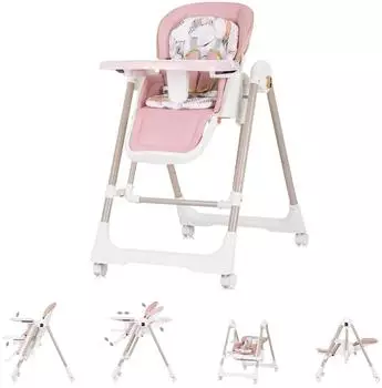 Chipolino Milk Shake 2-in-1 Kinderhochstuhl verstellbar, Babyschaukel, rosa (STHMS02403FL)