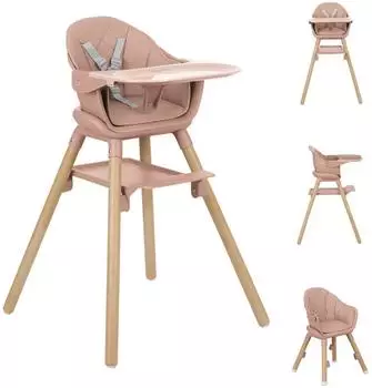 KIKKABOO Woody 2024 2-in-1 Hochstuhl rosa (31004010176)
