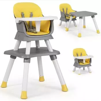 Costway Kombihochstuhl 6-in-1 mit Sicherheitsgurt, gelb