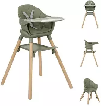 KIKKABOO Woody 3-in-1 Hochstuhl Holzbeine, grün (31004010175)
