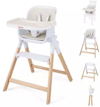 Costway Hochstuhl 4-in-1 klappbar mit Tablett, beige