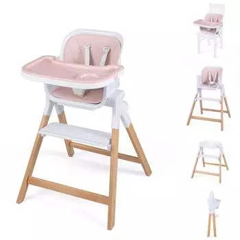 Costway Hochstuhl 4-in-1 klappbar mit Tablett, Fußstütze, rosa