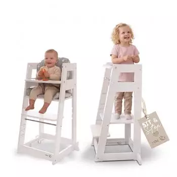 Roba Sit & Step 2-in-1 Lernturm mit Hochstuhl-Funktion, weiß (440115WE)