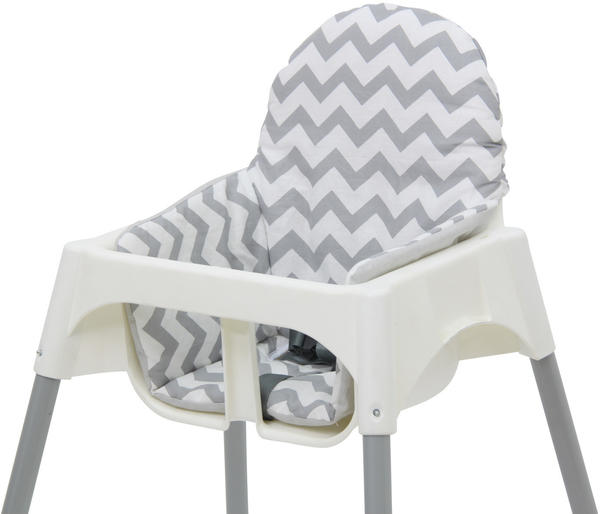 Polini Kids Sitzkissen für Ikea Antilop Hochstuhl Zick Zack weiß/grau