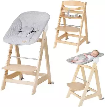 Roba Treppenhochstuhl Born Up Set 2in1 natur/grau