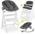 Hauck Alpha+ grau - Newborn Set (4-tlg.) Hochstuhl + Neugeborenenaufsatz & Wippe Stretch + Sitzkissen