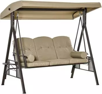 Outsunny Hollywoodschaukel als 3-Sitzer grau/braun