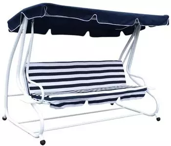 Pfeiffer Miami Hollywoodschaukel 4-Sitzer wei&szlig;-blau