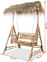 vidaXL Hollywoodschaukel 2-Sitzer mit Palmbl&auml;ttern Bambus 202 cm