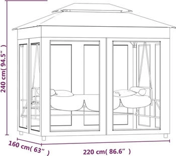 vidaXL Pavillon Umwandelbare Schaukelbank Cremewei&szlig;