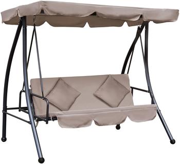 Outsunny verstellbar Sonnendach Kissen 3-Sitzer Liegefunktion 3-Sitzer Gartenschaukel 1 tlg. 2 in 1 Schaukelbank belast bis 340kg für Garten Terrasse 200x