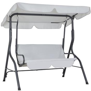Casaria Hollywoodschaukel 1 tlg. 2 Sitzer wetterfest Hellgrau 200kg Belastbar R&uuml;ckenlehne Dach Garten Grau