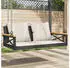 furnicato Gartenbank Hängebank mit Kissen Schwarz 109x62x40 cm Poly Rattan