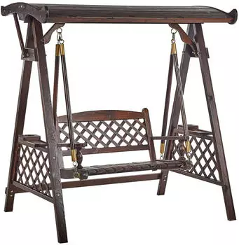 Beliani Dunkelbraun Gold Holz 170x177x118 cm Gartenmöbel