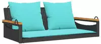 vidaXL H&auml;ngebank mit Kissen Schwarz 109x62x40 cm Poly Rattan