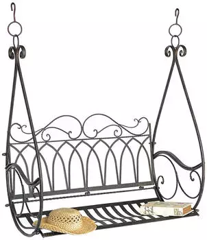 Gerster H&auml;ngebank Braun Metall 105x60x55 cm Gartenm&ouml;bel Gartenb&auml;nke