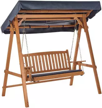 Beliani Hellbraun Grau Holz 183x180x109 cm Gartenm&ouml;bel