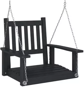 vidaXL Garten-h&auml;ngestuhl Mit Metallketten Schwarz Massivholz Tanne