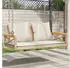 furnicato Gartenbank Hängebank mit Kissen Beige 109x62x40 cm Poly Rattan