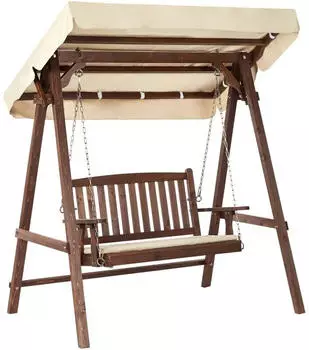 Beliani Dunkelbraun Beige Holz 165x176x109 cm Gartenm&ouml;bel