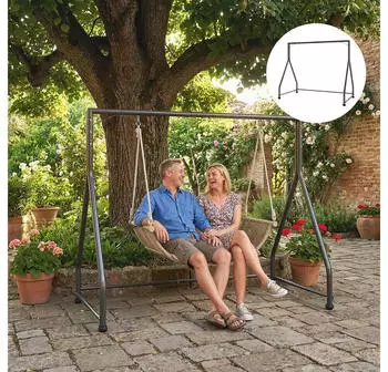 Outsunny H&auml;ngebank-Gestell Schwarz Metall 3-Sitzer A-Form 117x175x210 cm Gartenm&ouml;bel