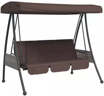vidaXL Hollywoodschaukel mit Verstellbarem Dach Kaffeebraun Stahl