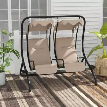 Outsunny Hollywoodschaukel Stahl Polyester 170 x 136 x 170 cm Beige