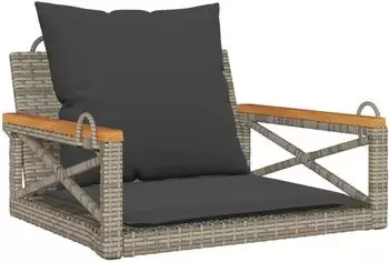 vidaXL Schaukelstuhl mit Kissen Grau 63x62x40cm Polyrattan (368174)