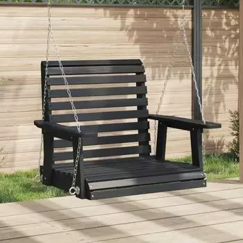 vidaXL Garten-H&auml;ngestuhl mit Metallketten Massivholz Tanne Schwarz