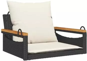 vidaXL H&auml;ngesessel mit Kissen, Polyrattan, schwarz, 63x62x40cm (368164)