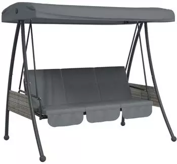 vidaXL Hollywoodschaukel mit verstellbarem Dach, Stahl, dunkelgrau (4008898)