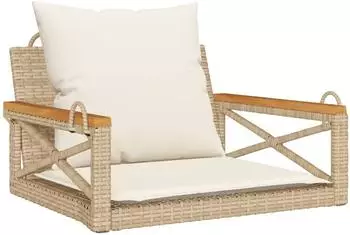 vidaXL Schaukelstuhl mit Kissen Polyrattan Beige 63x62x40cm (368175)