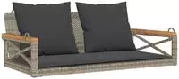 vidaXL H&auml;ngebank mit Kissen Grau 109x62x40 cm Poly Rattan