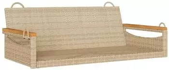 furnicato H&auml;ngebank 109x62x40 cm Poly Rattan Beige