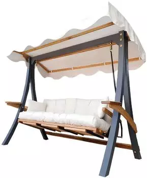 JVmoebel Hollywoodschaukel Schwarz Mit Weißen Kissen Gartenschaukel Luxuriöse Outdoor Polster 1 tlg. Made in Europa
