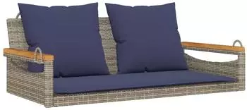 vidaXL H&auml;ngebank mit Kissen Polyrattan Grau 109x62x40cm (368150)