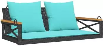 vidaXL Schaukelsitz mit Kissen Poly Rattan schwarz 109x62x40cm (368160)
