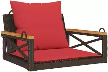 vidaXL H&auml;ngebank mit Kissen, Polyrattan, braun, 63x62x40cm (368176)
