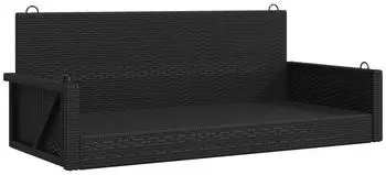 furnicato Hängebank 119x56x48 cm Poly Rattan Schwarz