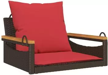 vidaXL H&auml;ngesessel mit Kissen, Polyrattan, braun, 63x62x40cm (368167)