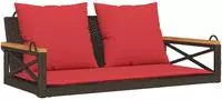 vidaXL H&auml;ngebank mit Kissen Braun 109x62x40 cm Poly Rattan