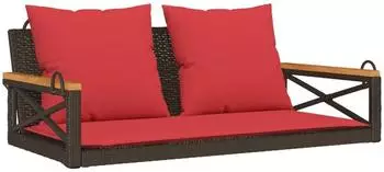 vidaXL Schaukelsitz mit Kissen Polyrattan braun 109x62x40cm (368158)