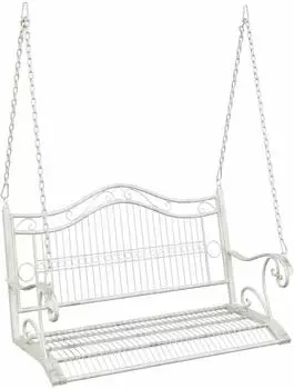 vidaXL Schaukelbank Stahl antik weiß, 115x61x63cm (42038692)