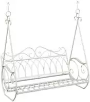 vidaXL Schaukelbank Stahl 112 x 60 x 126,5 cm Antik Wei&szlig;