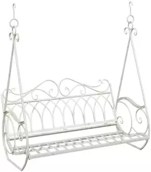 vidaXL Schaukelbank Stahl antik weiß, 112x60x126,5cm (42038695)