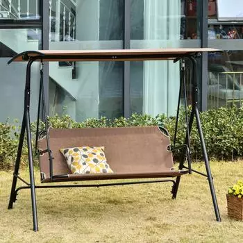 Outsunny Hollywoodschaukel 2-Sitzer, Sonnendach, UV-beständig, Metallrohr (84A-181BN)