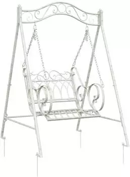 vidaXL Schaukelbank Stahl antik wei&szlig;, 113x121,5x168cm (3429260)