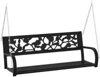 vidaXL Hollywoodschaukel 125 cm Stahl und Kunststoff Schwarz