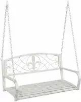 vidaXL Schaukelbank Stahl 110,5 x 59 x 55 cm Antik Wei&szlig;